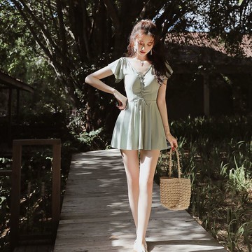 新款泳衣女 仙女范遮肚顯瘦保守連體韓國ins超仙網紅學生溫泉泳裝