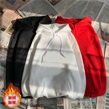 連帽衛衣男潮ins秋冬季款加絨加厚男裝外套黑色上衣寬松潮牌帽衫