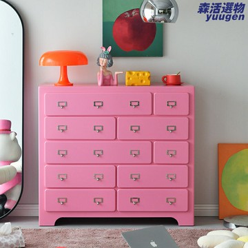 【十抽大容量】實木鬥櫃 收納櫃 儲物櫃 臥室櫃 客廳櫃 餐邊櫃 玄關櫃 粉色北歐風 多場景儲物 安妮世家