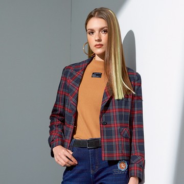 CLL巧玲瓏 蘇格蘭格紋單釦西裝外套 1339665