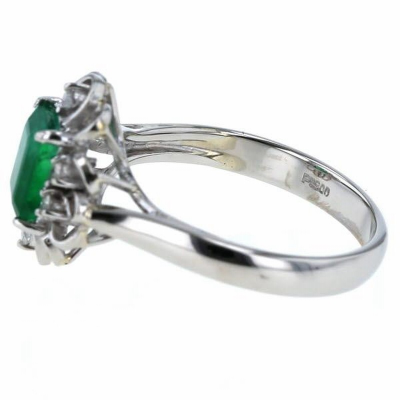 値下げ Pt900 プラチナ リング エメラルド1.06ct ダイヤモンド 