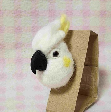 鳳頭鸚鵡☆磁鐵/胸針任選 訂製 羊毛氈 羊毛鸚鵡 紀念 工房小鳥屋