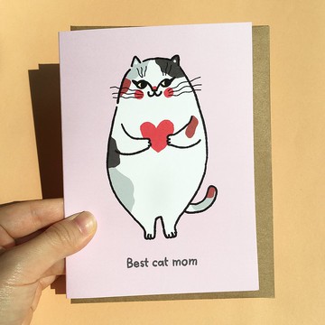 Best Cat Mom 貓咪圖案賀卡