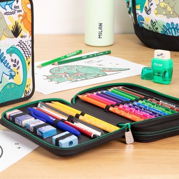 【MILAN】隨行畫筆袋著走 繽紛侏儸紀 雙層式 生日畢業聖誕禮物
