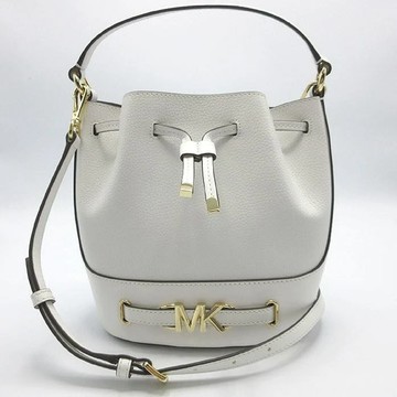 【MICHAEL KORS】素色抽繩水桶包-白