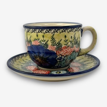 波蘭手繪手工陶-咖啡杯盤組 200ml 野花之歌系列