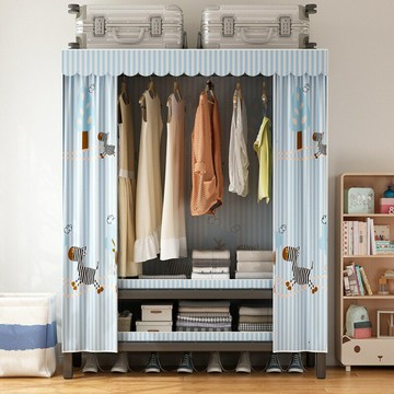 免運 開立發票  簡易衣柜免安裝兒童家用組裝臥室折疊布衣柜出租房全鋼架結實耐用