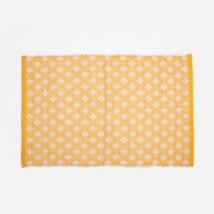 奧可利手工編織棉質玄關墊50x80cm 菱格稻黃