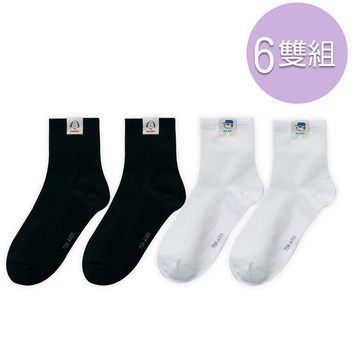 6雙組-史奴比布標中筒襪 史努比  歐拉夫台灣製女襪 布標中筒襪 22-26cm(SN-A320)