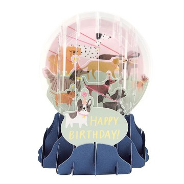 雪球卡-狗狗散步【Up With Paper-立體卡片 生日祝福】