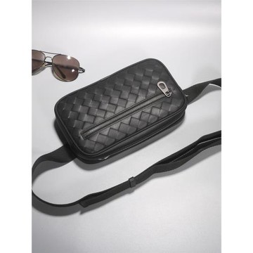 胸包男多功能休閑挎包男士腰包新款潮純皮真皮手工編織斜跨小背包