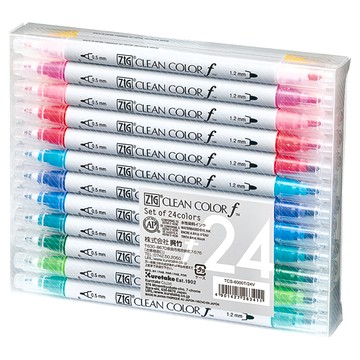 Kuretake 吳竹 ZIG CLEAN COLOR 雙頭圓頭麥克筆24色套組  TCS-6000T/24V  1組