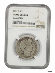 アンティークコイン コイン 金貨 銀貨 50c NGC グッドディテール スカーチ日付-バーバー 2ドル- show original title 1892-S