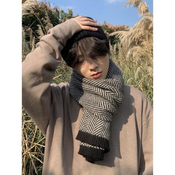 年輕人冬季情侶款男生日系圍巾
