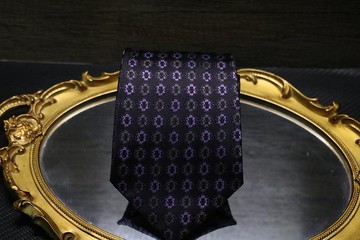 紫色復古花紋真絲領帶高端復古necktie