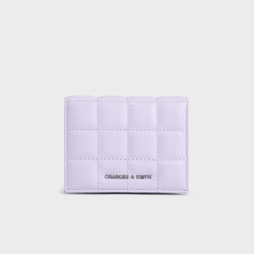 【CHARLES & KEITH】快速出貨 熱銷補貨! 方塊絎縫短夾 黑銀/紫丁香色