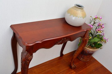 鄉村風復古仿舊邊桌(玄關桌)-棕