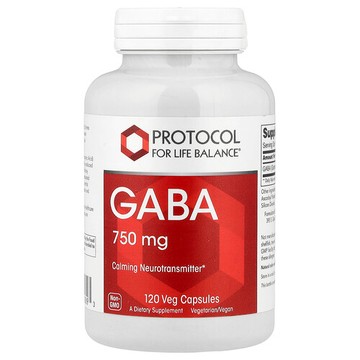 Protocol for Life Balance, γ-氨基丁酸，750 毫克，120 粒素食膠囊