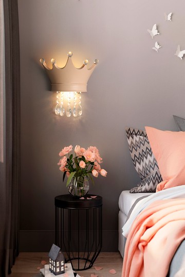 皇冠壁燈臥室床頭燈輕奢創意網紅兒童房壁燈女孩公主房裝飾水晶燈