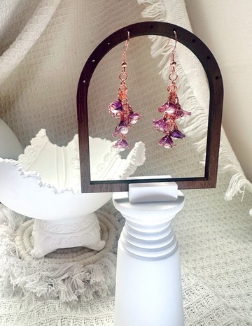 鈴蘭花耳環 水晶花耳環 耳勾式耳環 垂墜式耳環