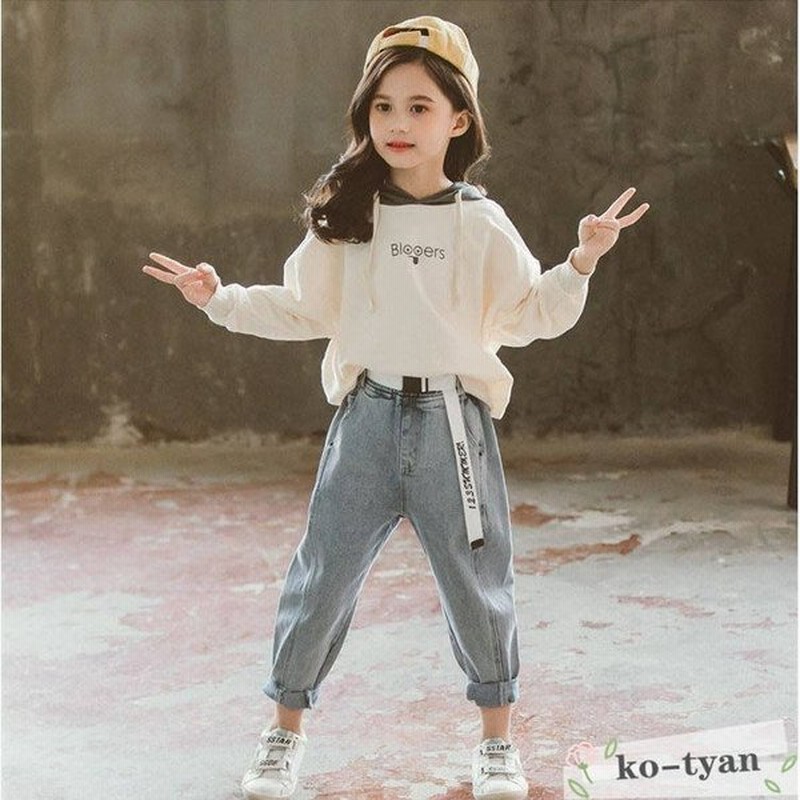 子供服 セットアップ 女の子 長袖 秋着 上下セット 韓国子供服 キッズ ジュニア トップス ニットセーター デニムパンツ 長ズボン 可愛い おしゃれ 小学生 S4jphylbxw 子ども服 シューズ Khantravel Mn