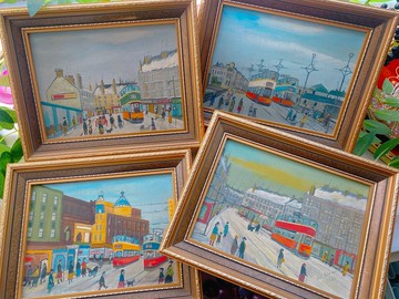 英國製 1986年 vintage手繪畫掛畫 居家裝飾馬年 新年佈置 情人節