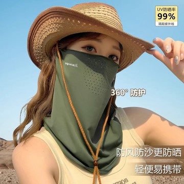 台灣熱賣冰絲防曬麵罩全臉防紫外綫騎行麵巾口罩護頸遮陽麵紗登山臉罩夏季-L1001 XTQE