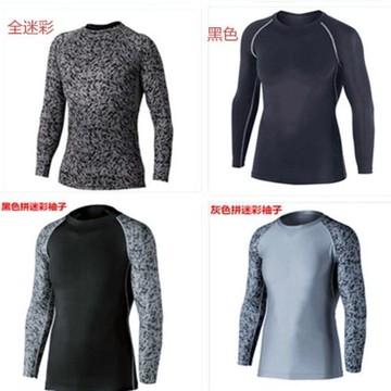 外貿特價男女速干緊身衣 薄款PRO吸汗圓領打底健身長袖T恤跑步
