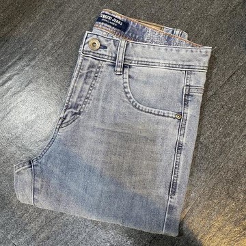 增致牛仔專柜男裝時尚中高腰彈力夏季薄款九分褲202204淺藍色