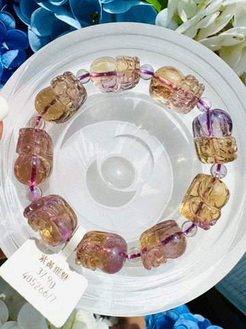 小精品透體雙色紫黃晶招財貔貅37.90g招財智慧最強招財水晶