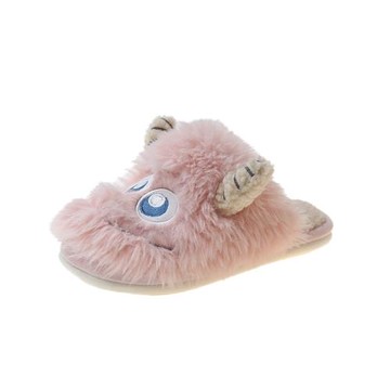 可愛卡通小怪獸毛毛拖鞋女2023秋冬新款防滑保暖家居包頭棉拖鞋潮