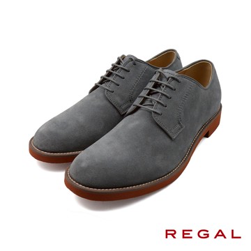 【REGAL】日本品牌質感絨面綁帶休閒德比鞋 灰色(JZ19-GRYS)