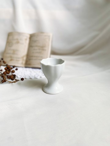 【好日戀物】德國vintage簡約純白鄉村風小花邊蛋杯