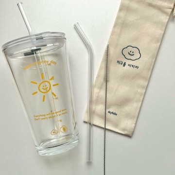 🇰🇷 韓國KKOBA 現貨 skyfolio 雲朵☁️環保吸管組 彎曲吸管 可搭配隨行杯 Glass Straw SET