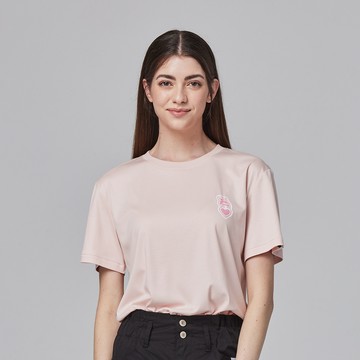 moz瑞典 愛心駝鹿 舒適 冰河棉 100%純棉 涼感彈力T恤-淺粉(亞洲版)女款