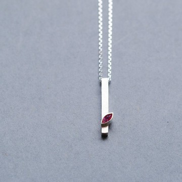 紅寶石 侯爵切割 項鍊 925銀 男款 兩性皆宜