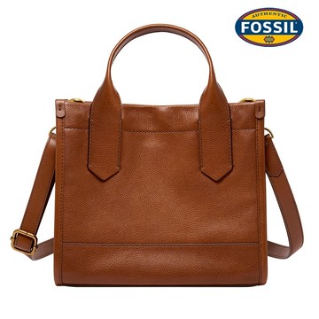 【FOSSIL 官方旗艦館】Kyler 真皮兩用方包-棕色 SHB3135210