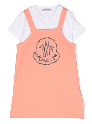 MONCLER KIDS jersey t-shirt and dungaree skirt set Girl