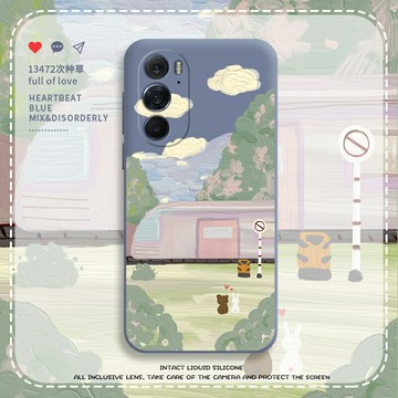 油畫風景摩托羅拉X30手機殼motoedgex30全包防摔eages30小清新保護套液態硅膠可愛藝術新款個性插畫男女