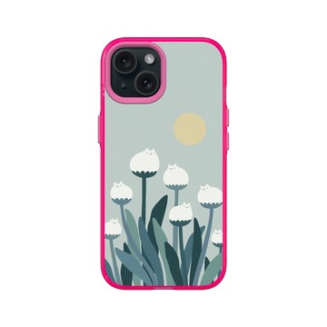 iPhone 15 Clear 粉漾桃 - ilovedoodle (Lim Heng Swee) - White Cat Flowers - 白貓花朵