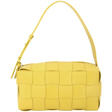 BV BOTTEGA VENETA Brick Cassette 小羊皮大格編織肩背腋下包(黃色)