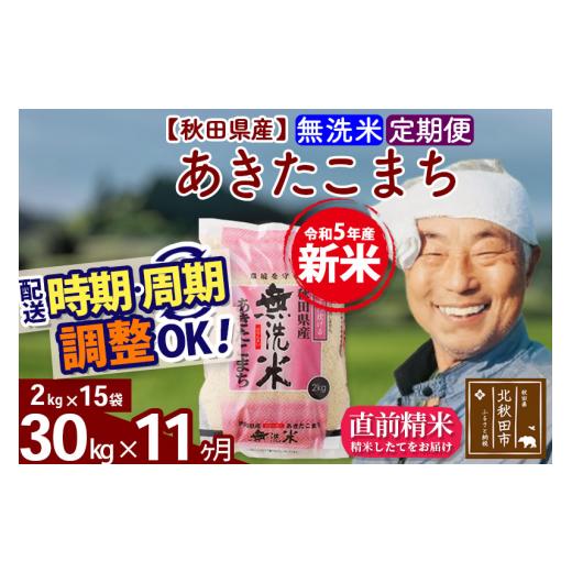 ふるさと納税 秋田県 北秋田市 《定期便11ヶ月》＜新米＞秋田県産 あきたこまち 30kg(2kg小分け袋) 令和5年産 配送時期選べる 隔月お届けOK お米 お…