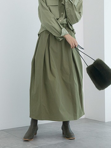 立體打摺鬆緊腰設計長裙(FC33L0L1280) - Te chichi