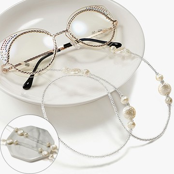 seoul show首爾秀 斑點貝殼玫瑰串珠兩用口罩掛繩鏈墨鏡平光眼鏡鍊老花近視防丟鍊