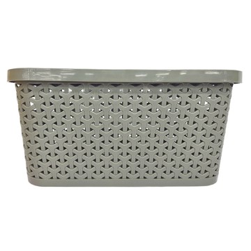 GINII 基尼 北歐編織系列收納籃 附蓋 長方高 莫蘭迪綠  S(28 x 19.5 x 13.5cm)  1個