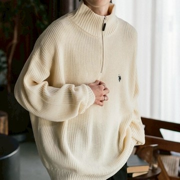 U.S. POLO ASSN. 羅紋針織 半拉鍊針織衫 長袖 上衣 寬鬆 98469058