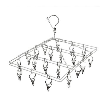 方形不鏽鋼衣架 20夾 防風掛勾 通風速乾 晾曬不遮擋  1個