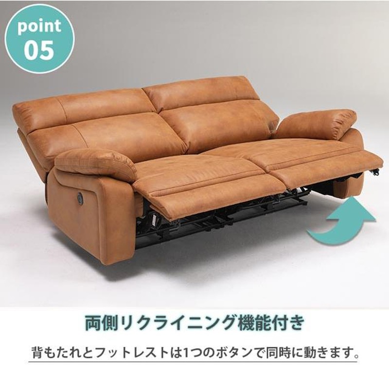 LURKEY 3人掛け電動リクライニングソファ