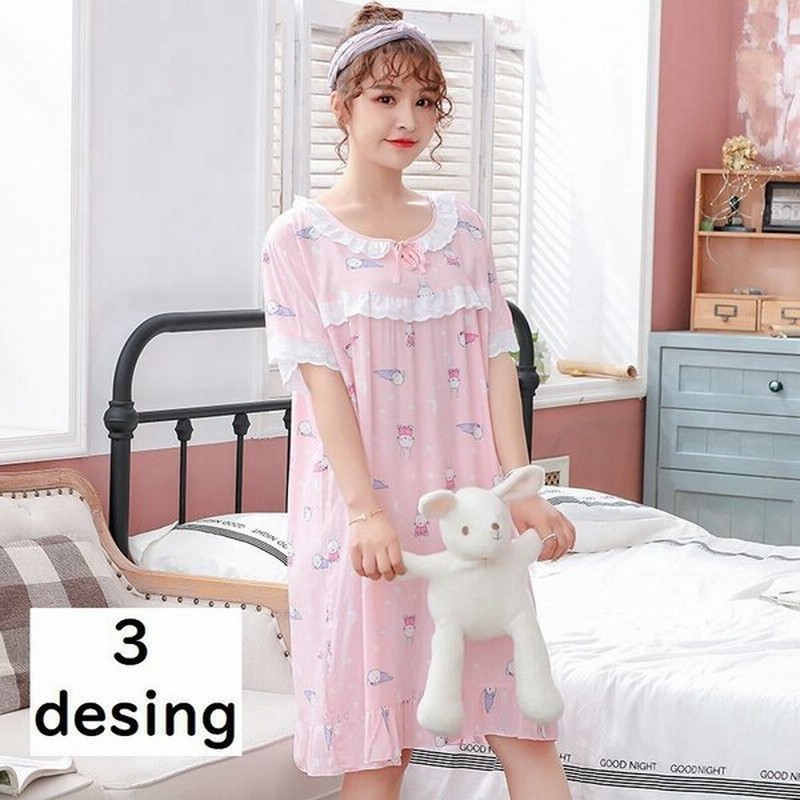 パジャマ パジャマワンピース ワンピースパジャマ レディース 半袖 ナイトウエア 寝巻き 寝間着 ルームウエア 膝丈 ミディアム 丸首 ラウンドネック 通販 Lineポイント最大0 5 Get Lineショッピング