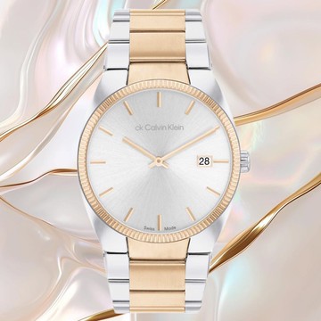 Calvin Klein CK Twisted Bezel 系列經典金殼女錶(CK25000066)